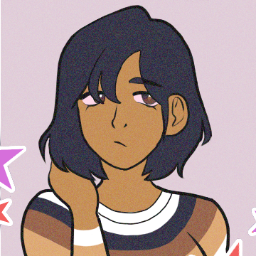 A tan-skinned character with black hair and brown eyes.