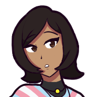 A tan-skinned character with black hair and brown eyes.